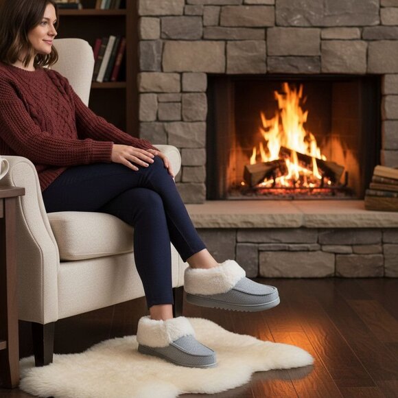 Dearfoams 11/12 Women Faux Fur House Shoes Slippers Corduroy Winter Slip-on XL - Picture 10 of 12